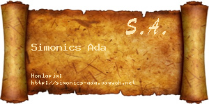 Simonics Ada névjegykártya